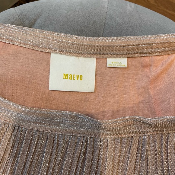 Anthropologie Maeve peach metallic accordion midiskirt S - Picture 7 of 13